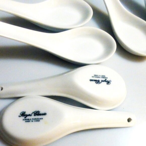 4x Royal Classic WON TON Soup SPOONS Durable Porcelain Chinse Spoons Japanese - Picture 2 of 8